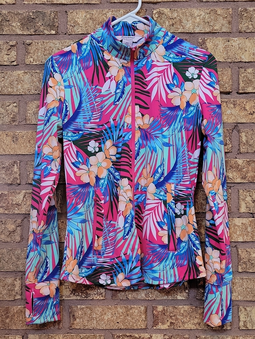 Tommy Bahama Floral Full Zip Jacket Stretch Size Small Golf Tennis Performance